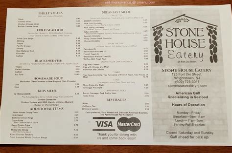 Online Menu of Stone House Eatery Restaurant, Wrightstown, New Jersey ...