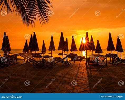 Beach Chairs in Evening at Sunset Stock Image - Image of freedom, nature: 31888883