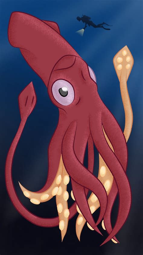 this drawing of a giant squid that I made : r/megalophobia