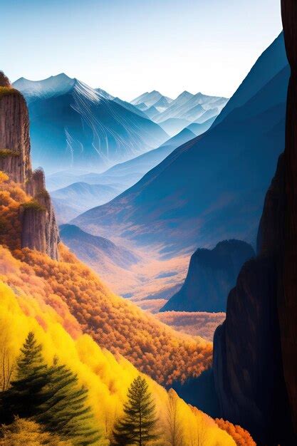 Premium AI Image | Landscape panorama with mountains