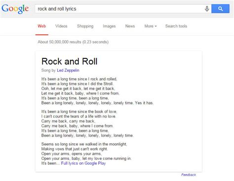 Rock song lyrics