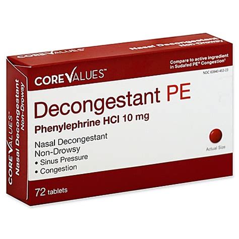 Core Values 72-Count PE Nasal Decongestant 10 mg Tablets - Bed Bath ...