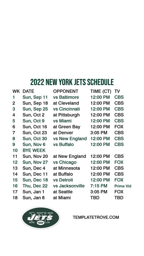 2022-2023 New York Jets Lock Screen Schedule for iPhone 6-7-8 Plus