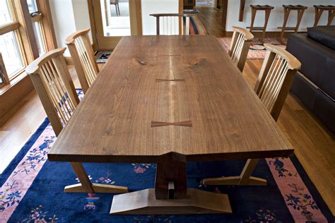 Custom Made Book Matched Walnut Trestle Dining Table Custom Dining ...