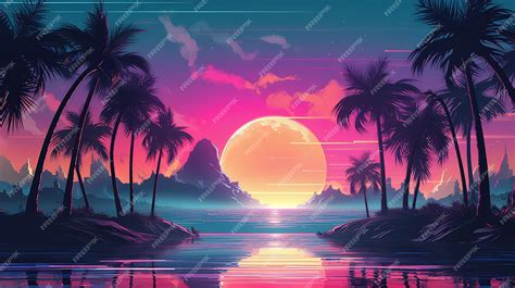 Premium AI Image | aesthetic synthwave wallpaper