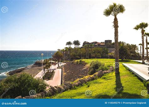 Seashore Promenade Near El Duque Castle, Tenerife Editorial Stock Image - Image of holiday ...