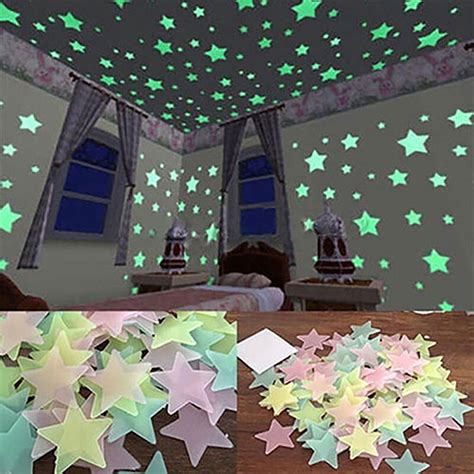 Manunclaims 100/40Pcs 3D Glow in The Dark Stars for Ceiling or Wall Stickers - Glowing Wall ...