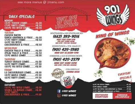 Online Menu of 901 Wings Restaurant, Southaven, Mississippi, 38671 - Zmenu