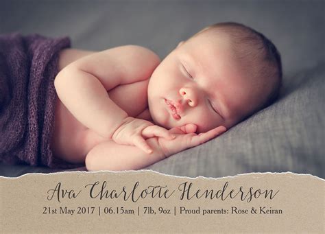 Rustic Kraft Photo Birth Announcement Card from £0.80 each