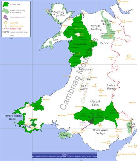 Location overview map of Welsh waterfalls