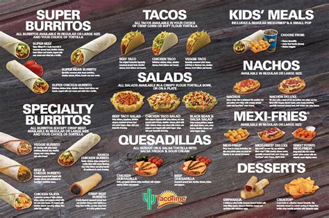 Taco Time | Tacos menu, Food menu design, Meal planning menus