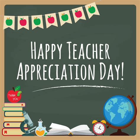 Happy Teacher Appreciation Day Card with Apple and Books