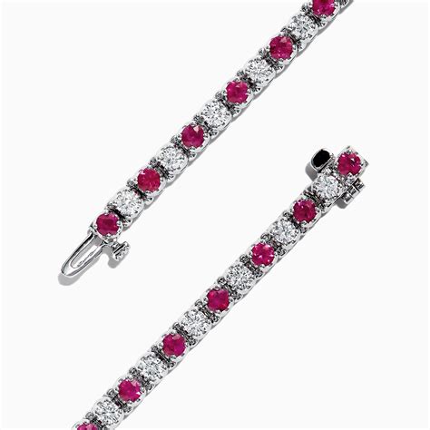 Effy Ruby Royale 14K White Gold Ruby and Diamond Tennis Bracelet, 5.22 | effyjewelry.com