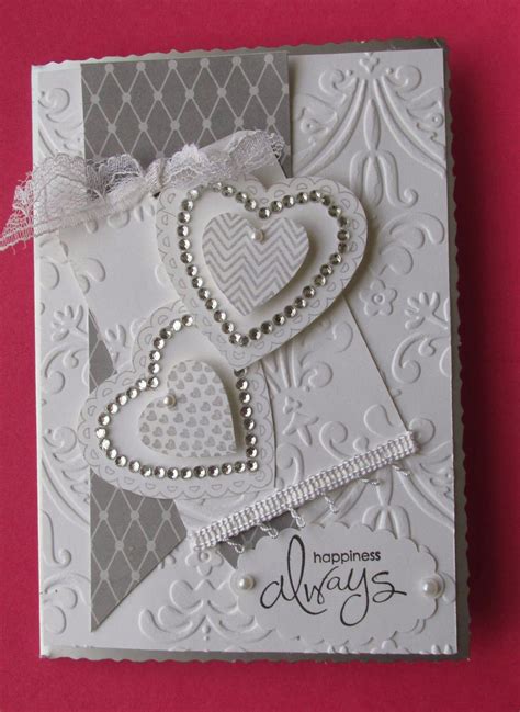 Wedding Card with Hearts and Embossing