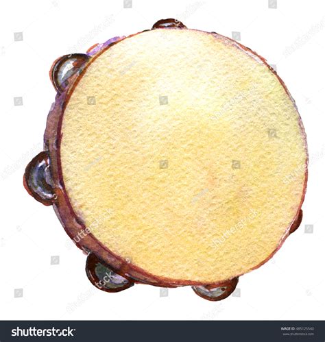 Watercolor Sketch Tambourine On White Background Stock Illustration 485125540 | Shutterstock