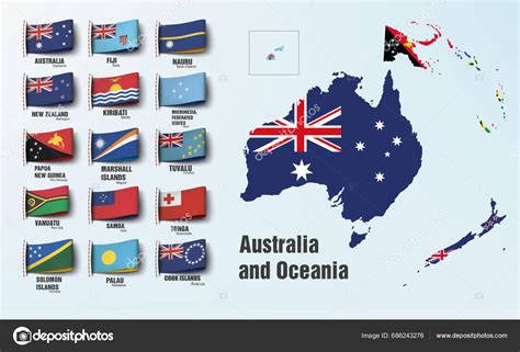 Oceania Map Divided Countries Vector Illustration Stock Vector by ...