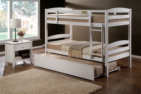 Cosmos White Single Bunk Beds with Trundle