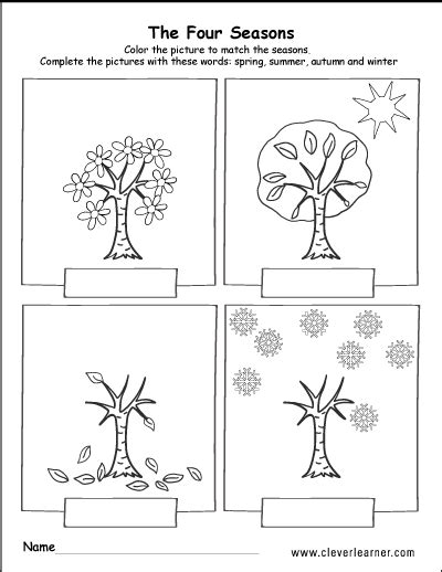 The four seasons of the year worksheets for preschools