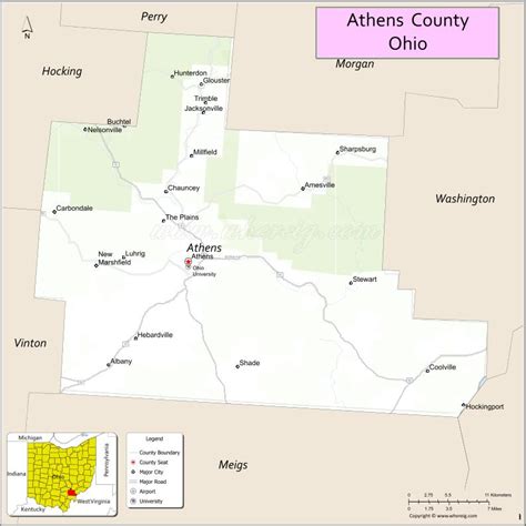 Map of Athens County, Ohio - Thong Thai Real