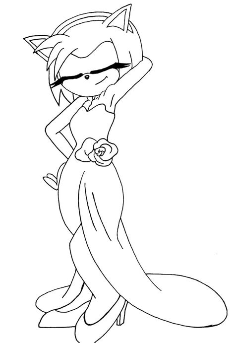 Party Dress Amy Rose line art by MasterEni2009 on DeviantArt