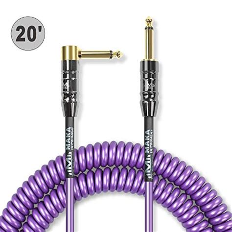 Premium Guitar Coil Cable 20 Feet Instrument Coiled Curly Cord 1/4 ...