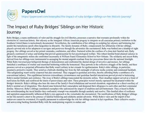 The Impact of Ruby Bridges' Siblings on Her Historic Journey - Free Essay Example - 611 Words ...