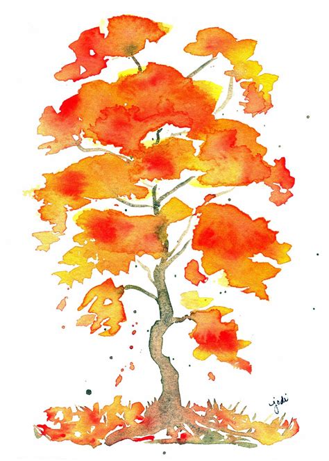 autumn-tree-watercolor-5x7-140-lb-fabriano-artistico | Tree watercolor painting, Watercolor ...