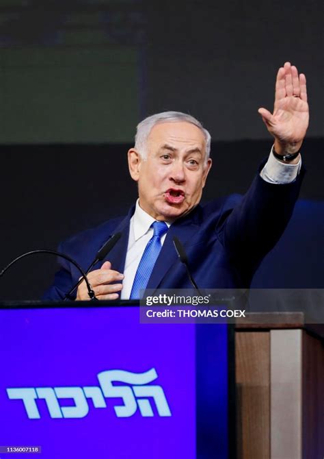 Israeli Prime Minister Benjamin Netanyahu speaks before supporters at... News Photo - Getty Images