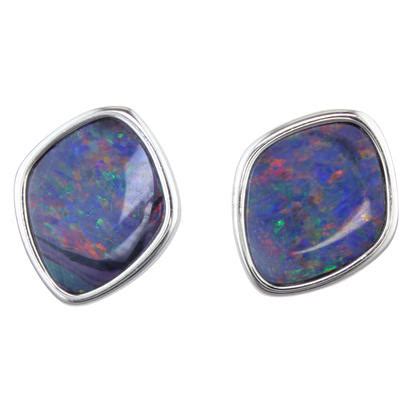 Sterling Silver Australian Opal Doublet Earrings - EOD0041CXSI