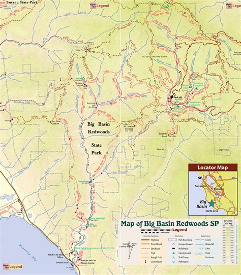 Big Basin Redwoods State Park Trail Map - Boulder Creek California • mappery