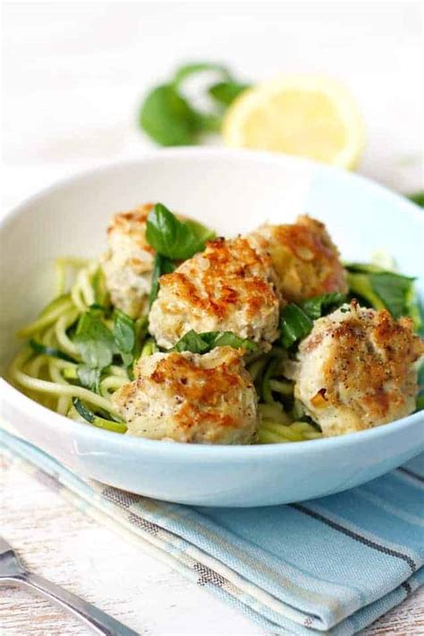 Chicken Meatballs with Zoodles (Gluten and Egg Free). - The Pretty Bee