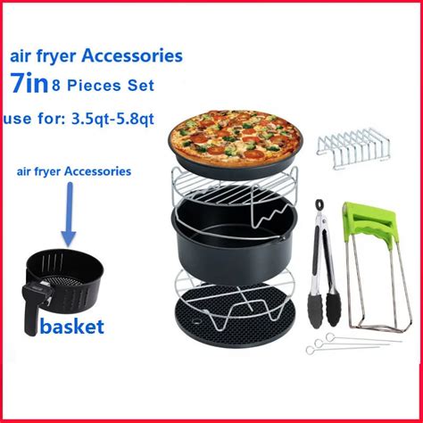 Electric Deep Fryer Parts Air Fryer Accessories 7in Inch 8 Pieces Set for 3.5 5.8QT Cake Barrel ...