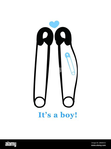 Pregnancy announcements with safety pin vector. Baby boy announcement Stock Vector Image & Art ...