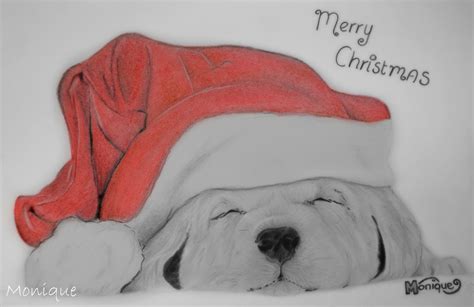 Drawing - Christmas Puppy by Monique-Art on DeviantArt