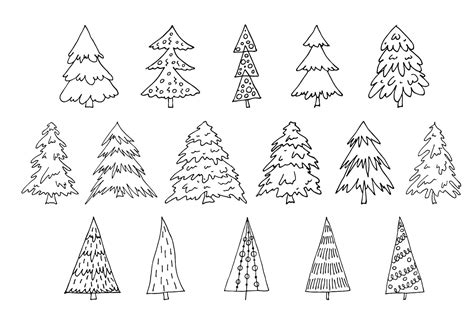Premium Vector | Christmas tree hand drawn clipart Spruce doodle set Single element for card ...