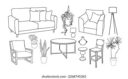 Collection Elegant Modern Living Room Furniture Stock Vector (Royalty Free) 2268745365 ...