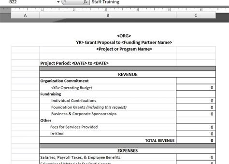 Program Budget Template – Upward Development