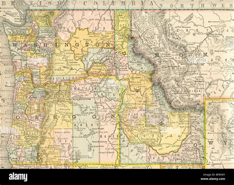 Original old map of northwest United States from 1884 geography ...