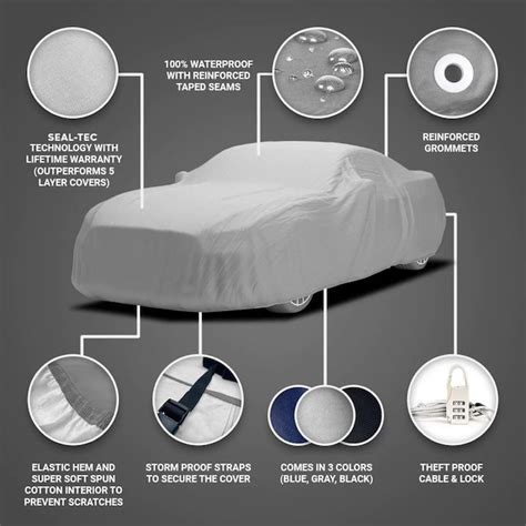 Seal Skin Covers Universal Car Cover - Indoor/Outdoor Sedan Cover, Grey, Waterproof with SEAL ...