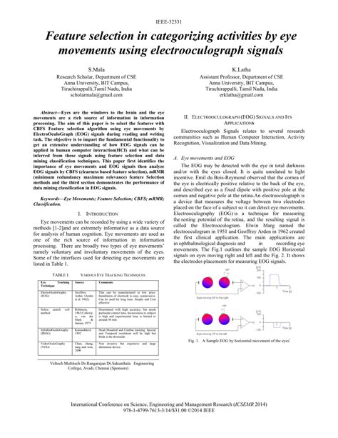 (PDF) The Role of Feature Selection with Applications to Eye Movements using Electrooculography