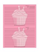 Fillable Cupcake Sprinkles Pink Recipe Card Template printable pdf download