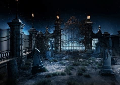 Desolate Horror Cemetery Halloween Backdrop Party Stage Photography Background