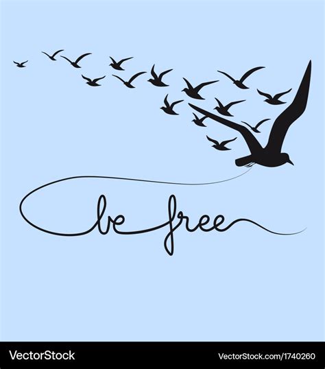 Be free text flying birds Royalty Free Vector Image