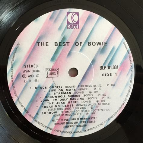 Vintage '80s Classic Glam Rock Vinyl DAVID BOWIE Best of Record Album ...