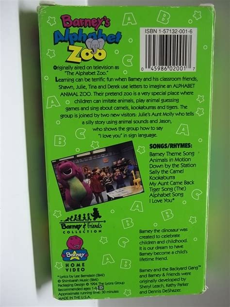 Barney's Alphabet Zoo (Used VHS Tested VG) 2001 NONE RENTAL - Preston's Used Items