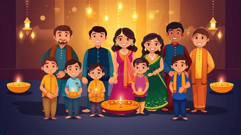 Happy Young Indian Family Celebrating Diwali Festival Together Stock ...