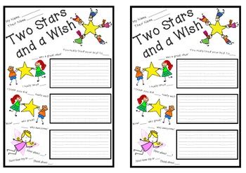 Two Stars and a Wish Peer Assessment Template by Carla van Vliet ...