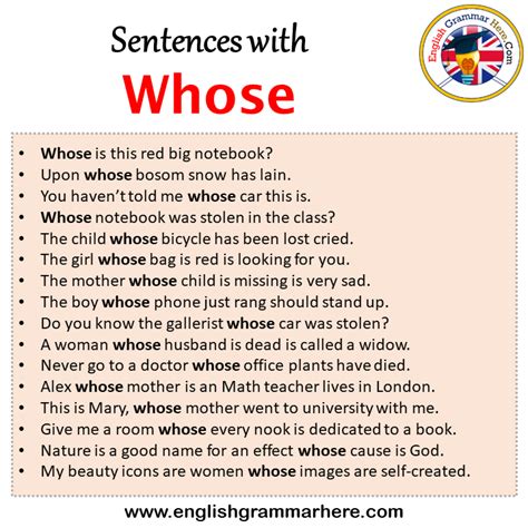 Sentences with Whose, Whose in a Sentence in English, Sentences For ...