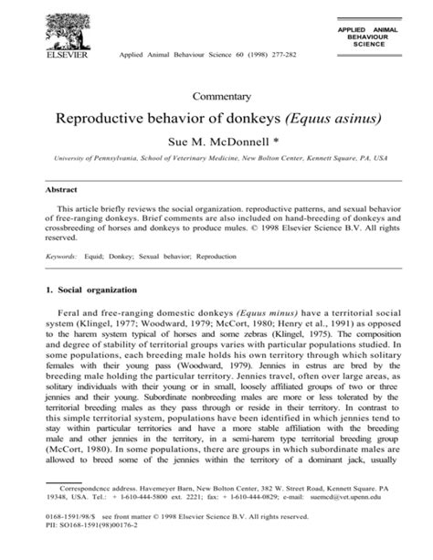 Reproductive behavior of donkeys (Equus asinus)