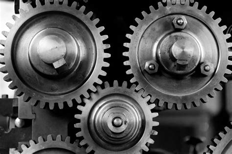 black and white, cogs, gears, industrial, machine, machinery ...